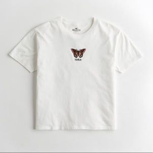 Small Butterfly Iron on White T-Shirt